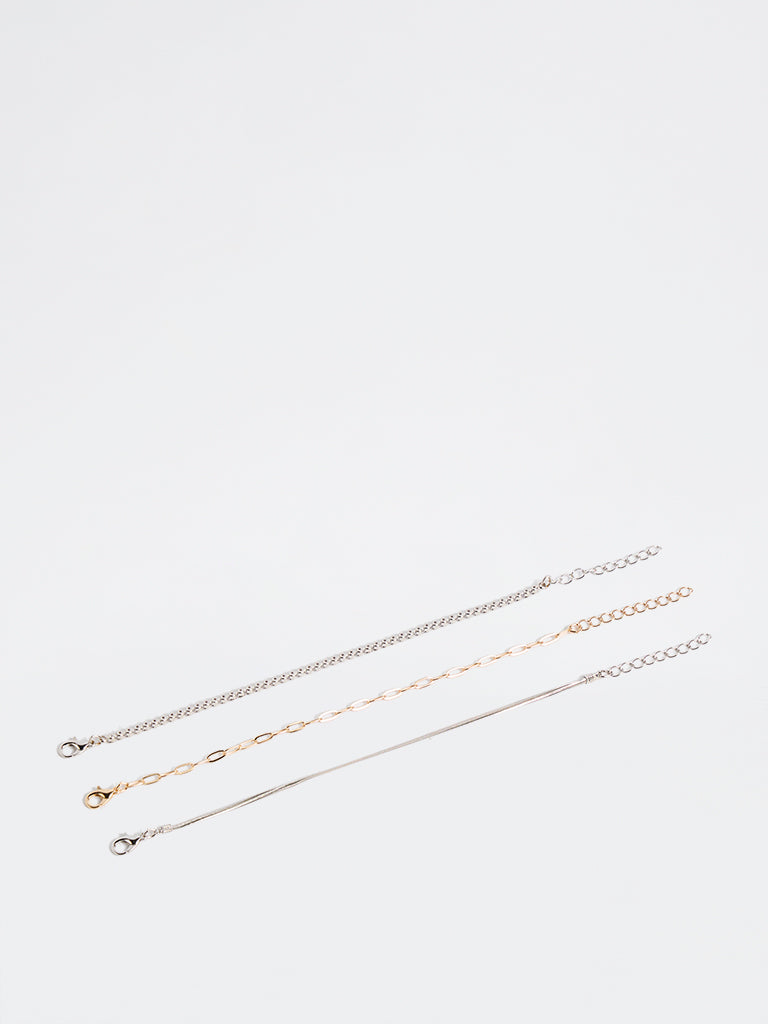 Westside Accessories Gold and Silver Tennis Chain Bracelets - Pack of 3