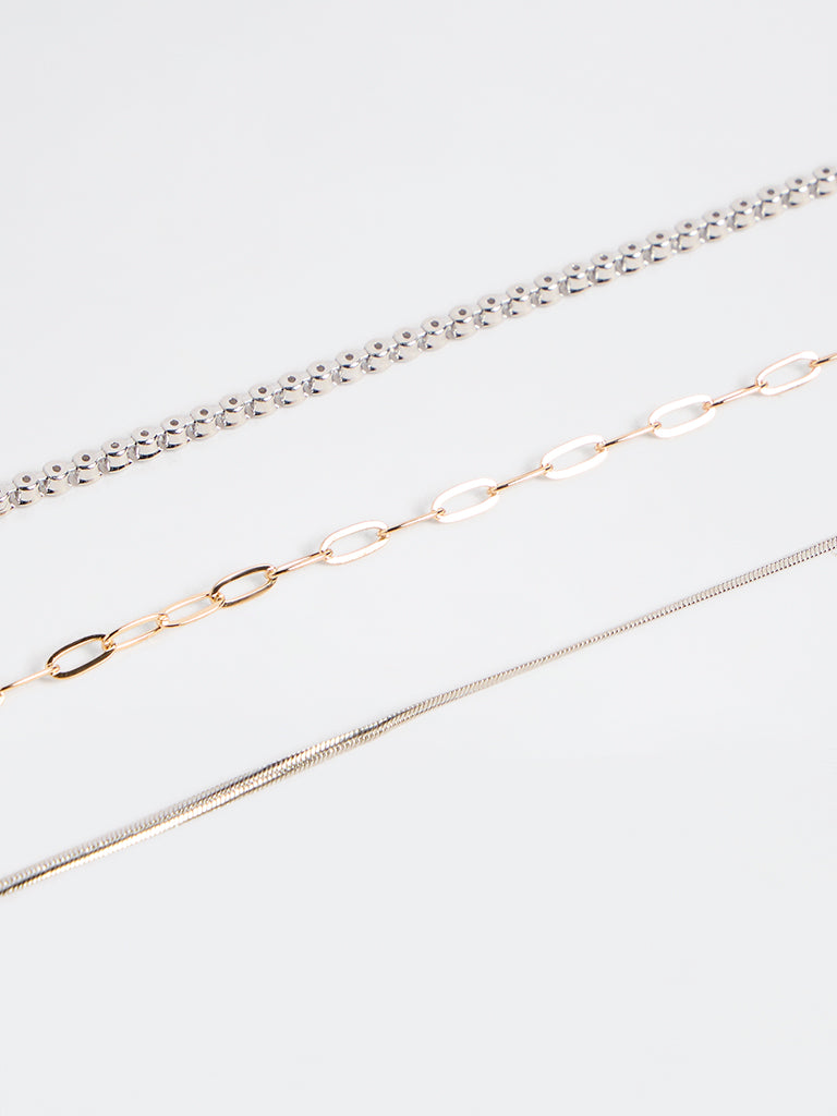 Westside Accessories Gold and Silver Tennis Chain Bracelets - Pack of 3