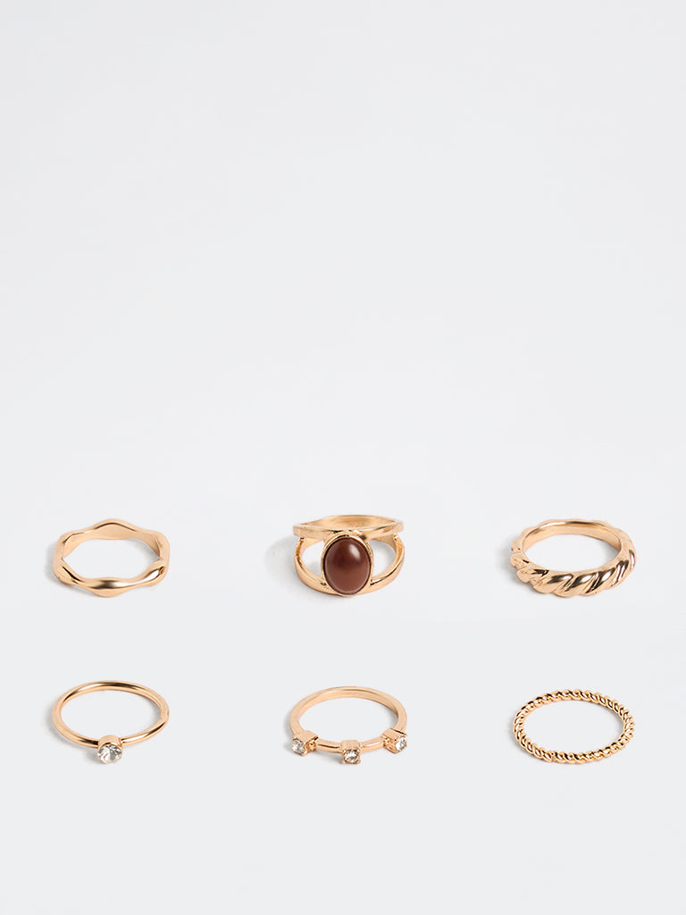 Westside Accessories Gold Multi-Stack Rings - Pack of 6
