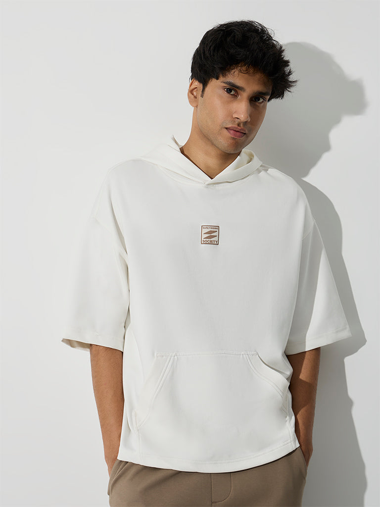 Nuoflexx Off-White Patch-Detail Relaxed-Fit Cotton-Blend Hoodie