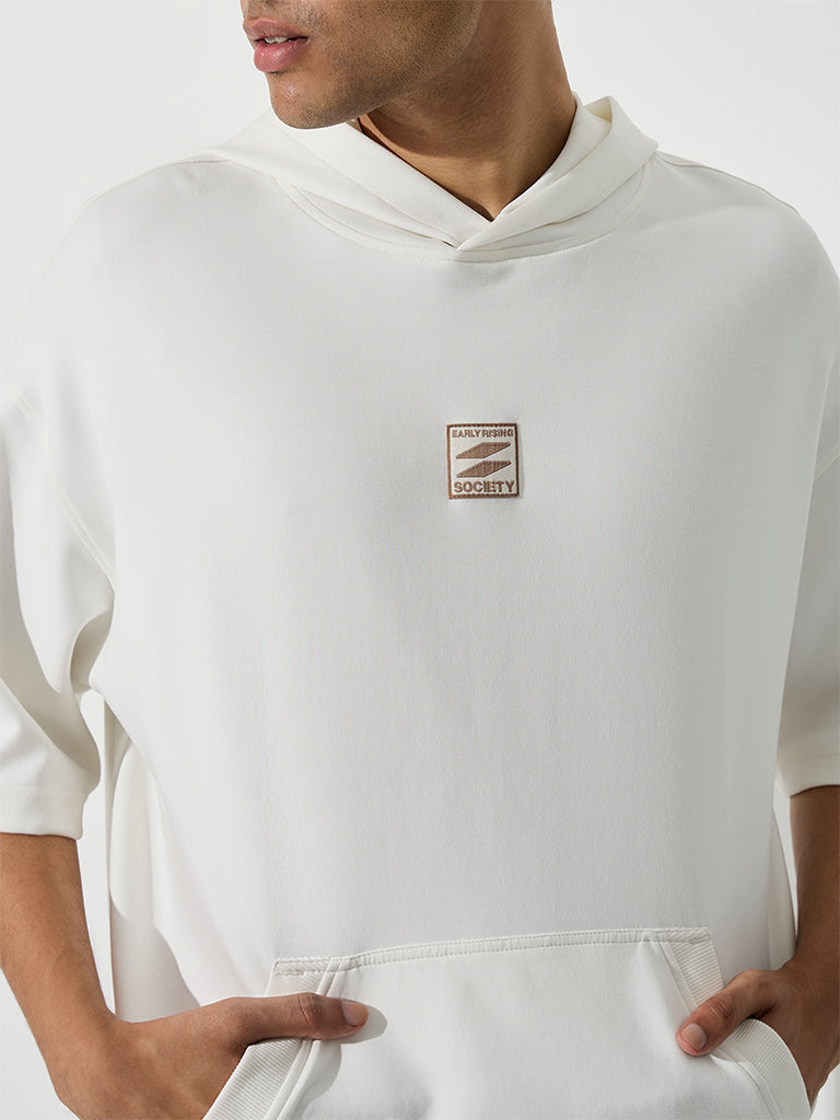 Nuoflexx Off-White Patch-Detail Relaxed-Fit Cotton-Blend Hoodie