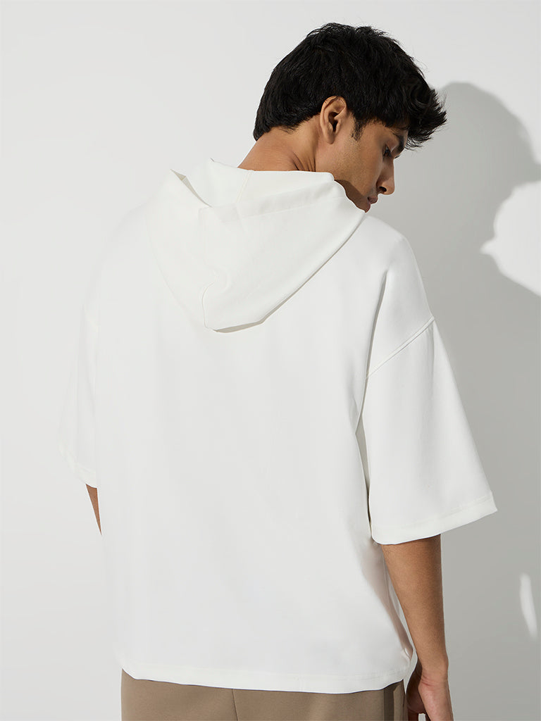 Nuoflexx Off-White Patch-Detail Relaxed-Fit Cotton-Blend Hoodie