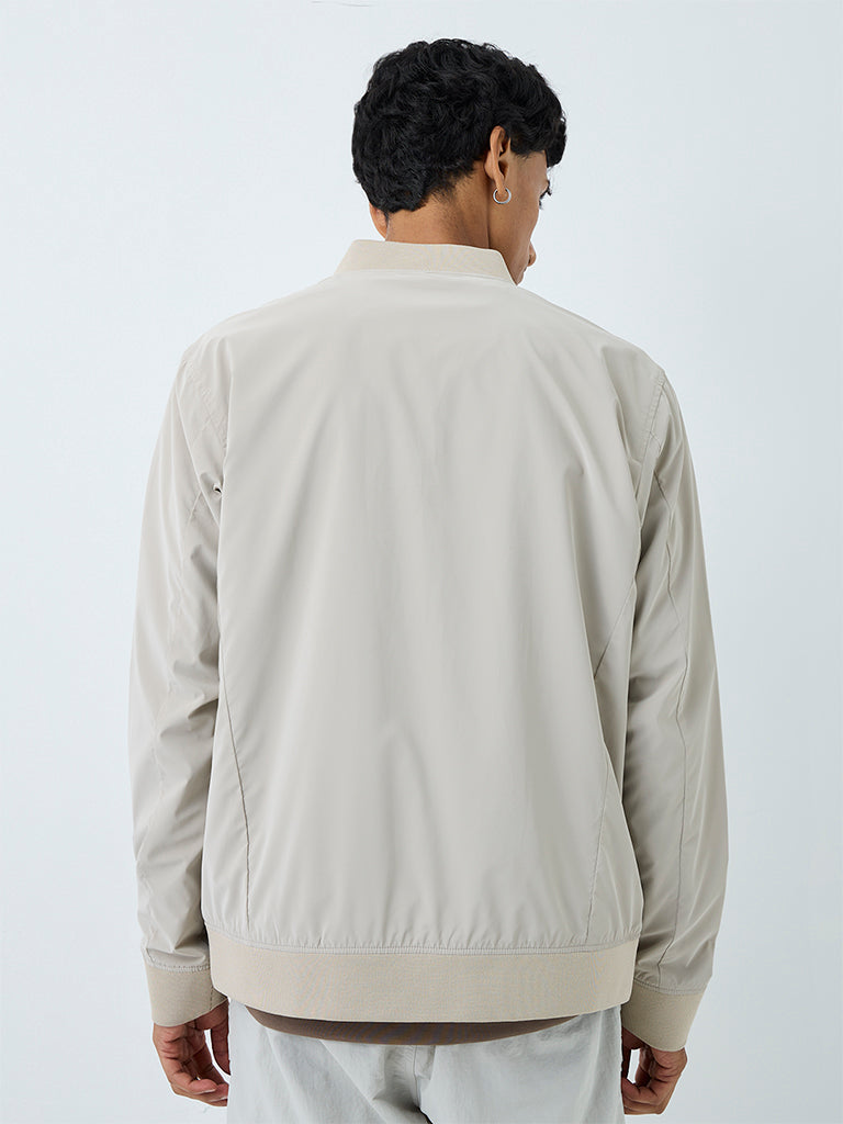 Nuoflexx Light Taupe Relaxed-Fit Bomber Jacket