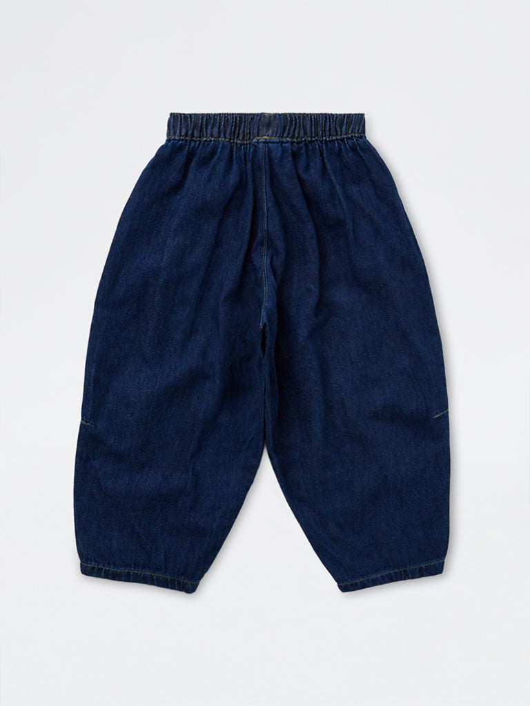 HOP Kids Girls Dark Blue High-Rise Baggy Jeans