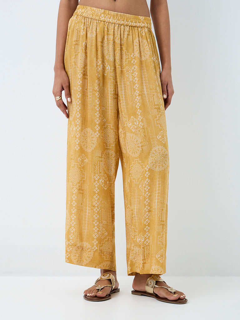 Zuba Yellow Printed Pants