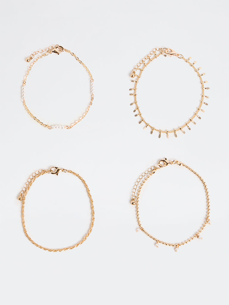 Westside Accessories Gold Assorted Chain Bracelets - Pack of 4
