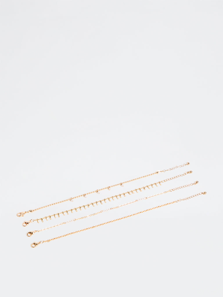 Westside Accessories Gold Assorted Chain Bracelets - Pack of 4