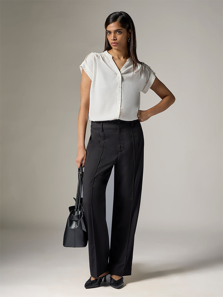 Wardrobe Solid Ivory Blouse