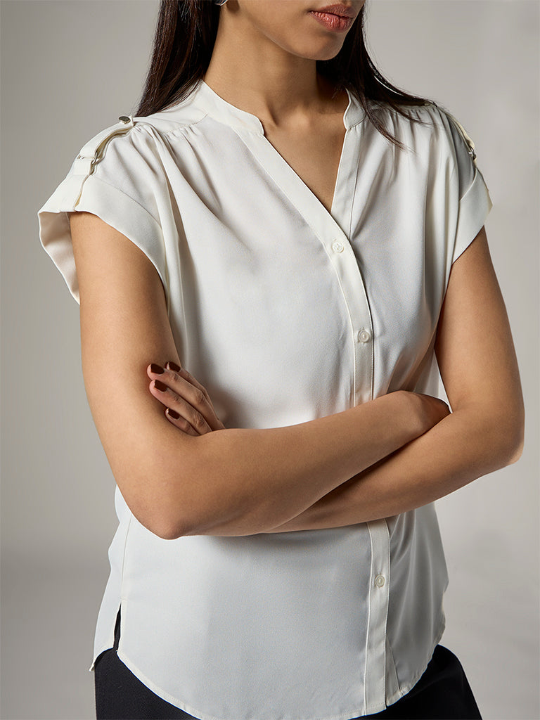 Wardrobe Solid Ivory Blouse