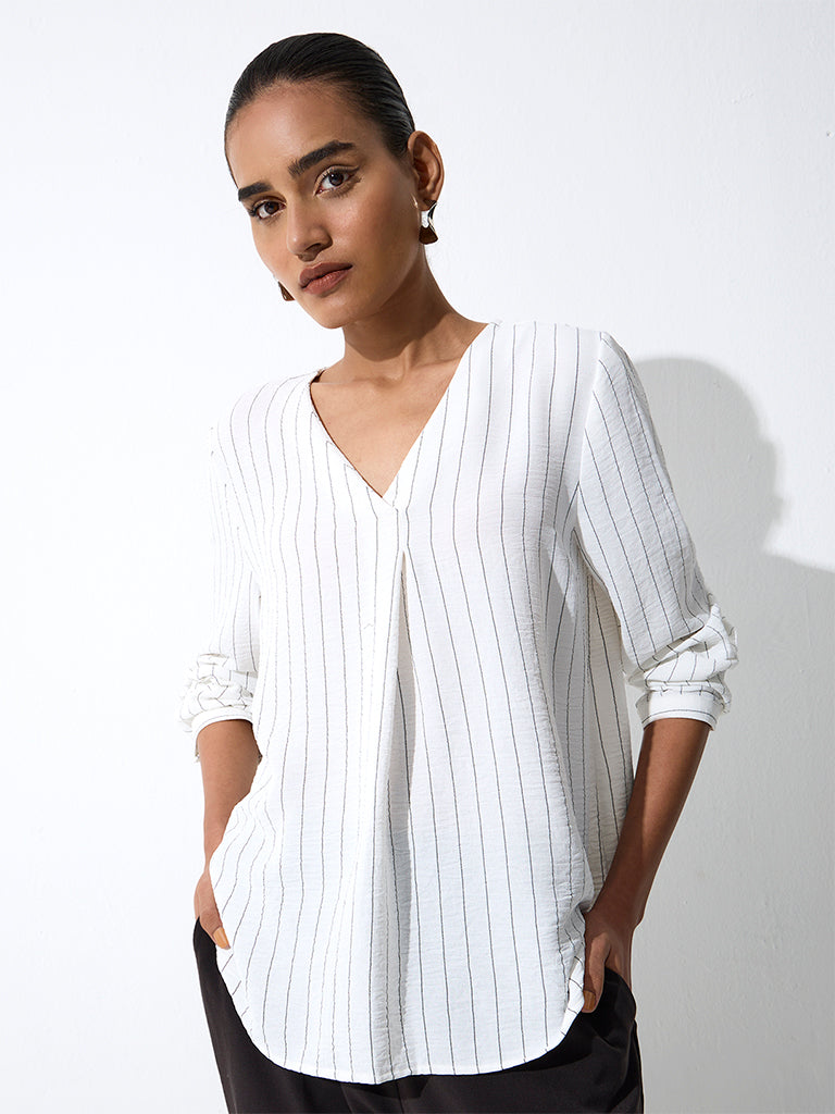 Wardrobe White Striped Blouse