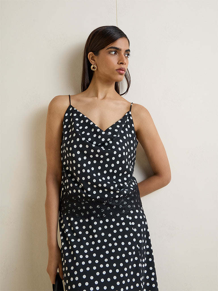 Wardrobe Black Polka Dot Printed Top