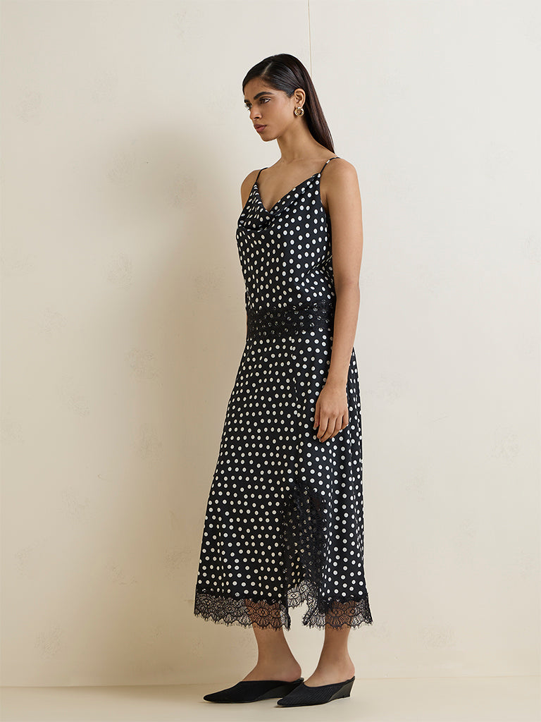 Wardrobe Black Polka Dot Printed Top