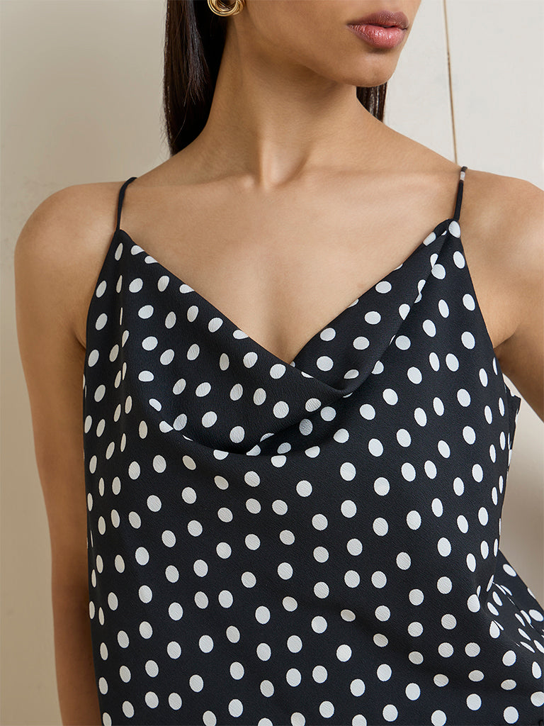 Wardrobe Black Polka Dot Printed Top