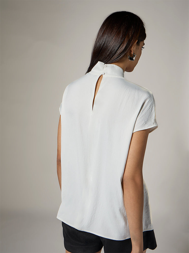 Wardrobe Ivory Crinkle-Textured Top