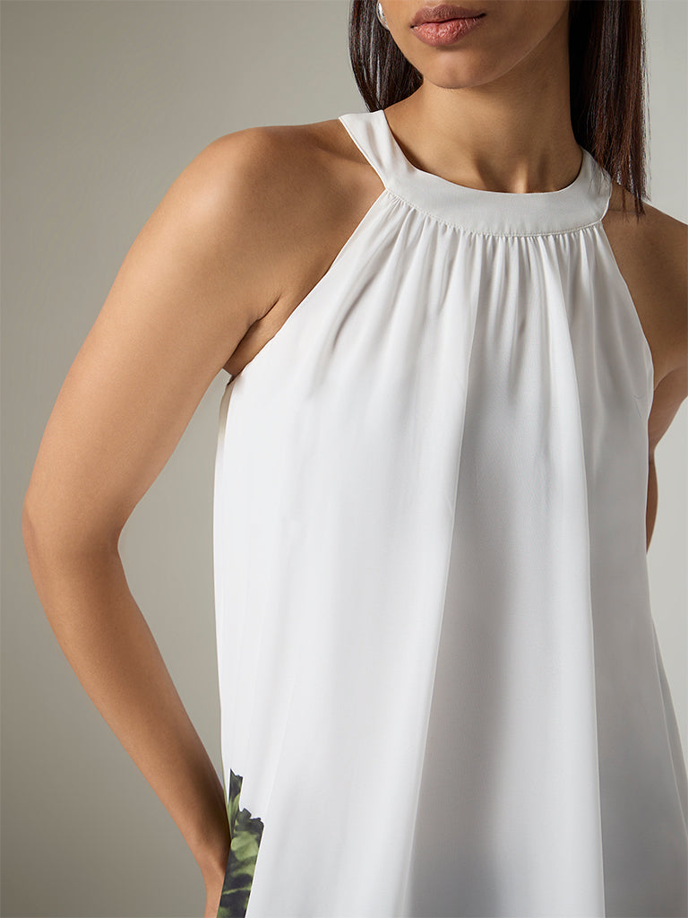 Wardrobe Ivory Foliage Printed A-Line Dress