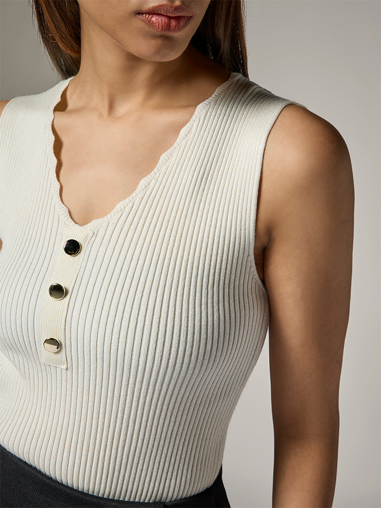 Wardrobe Ivory Ribbed Top