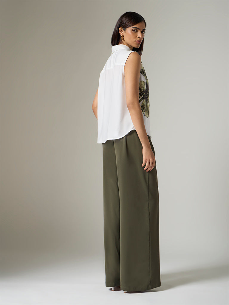 Wardrobe Olive Solid High-Rise Trousers