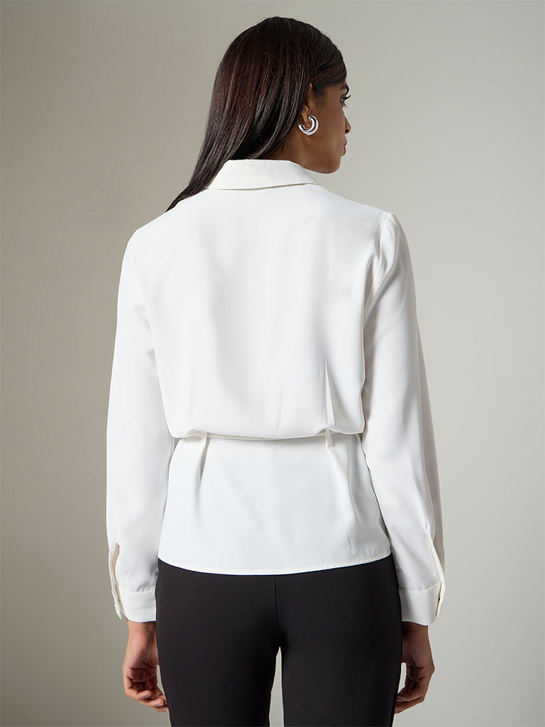 Wardrobe White Solid Blouse