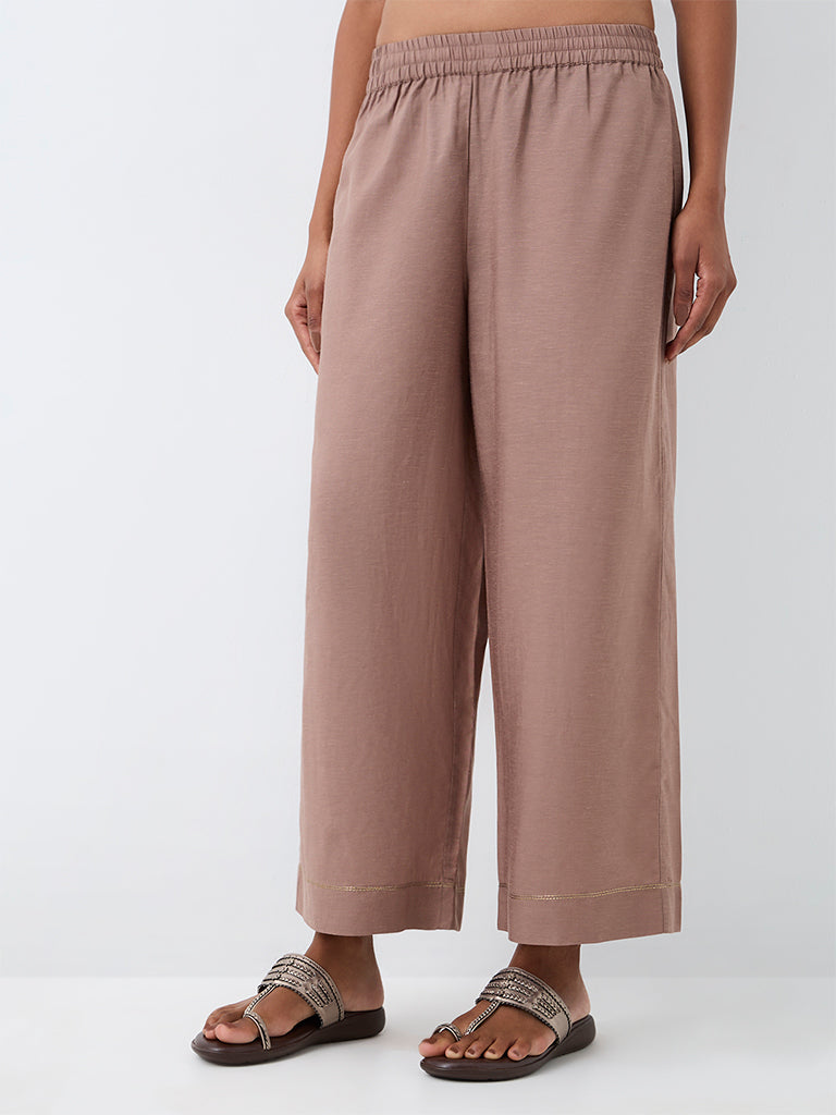 Zuba Dusty Taupe Solid Pants