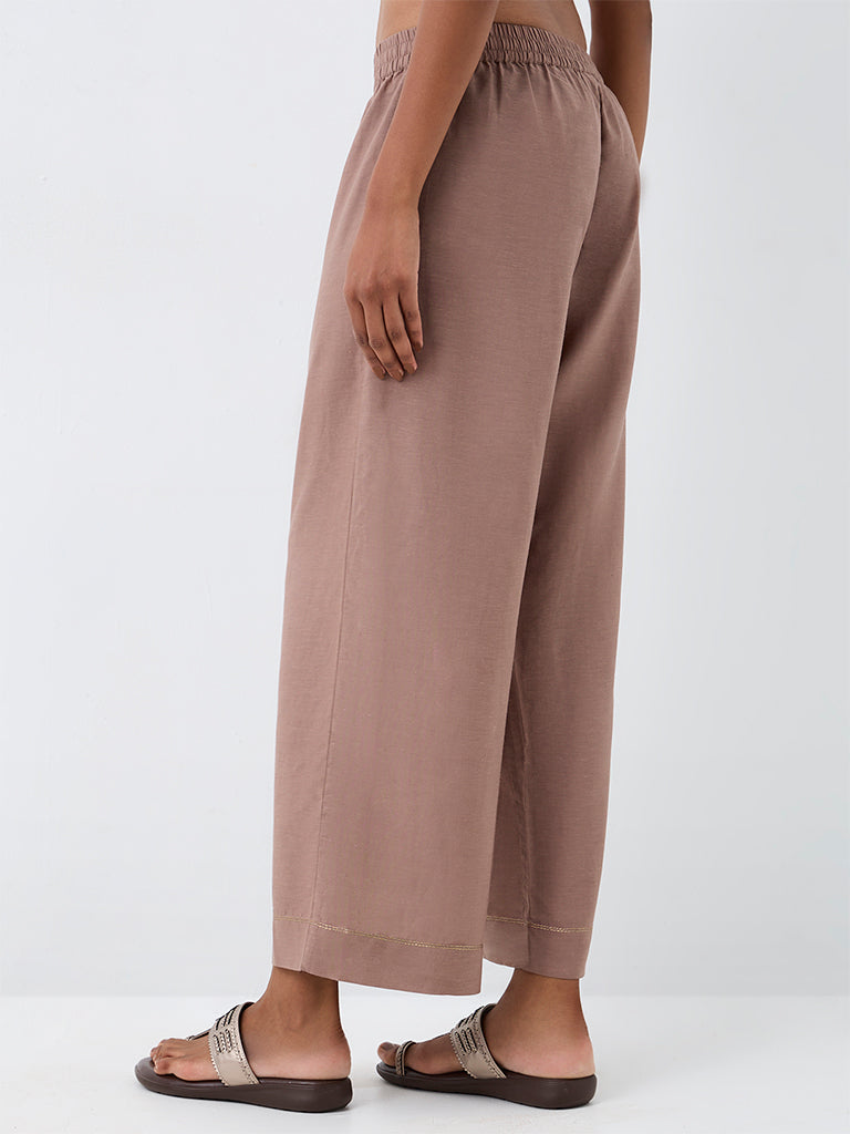 Zuba Dusty Taupe Solid Pants