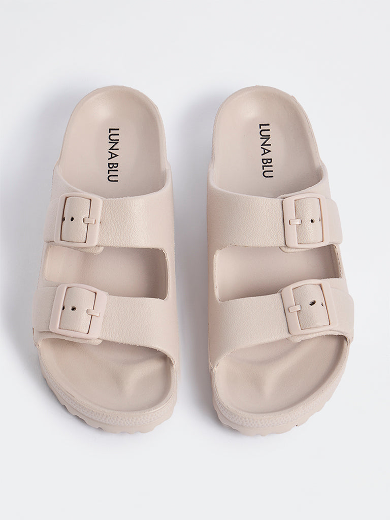 LUNA BLU Light Beige Dual-Strap Sandals
