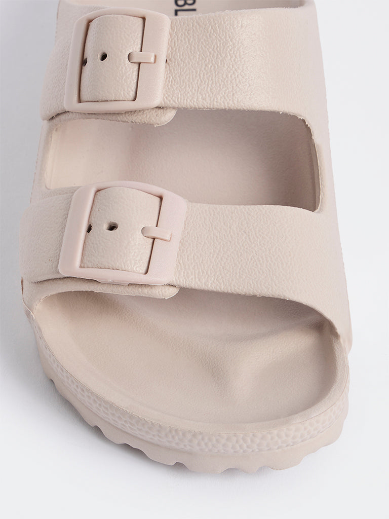 LUNA BLU Light Beige Dual-Strap Sandals