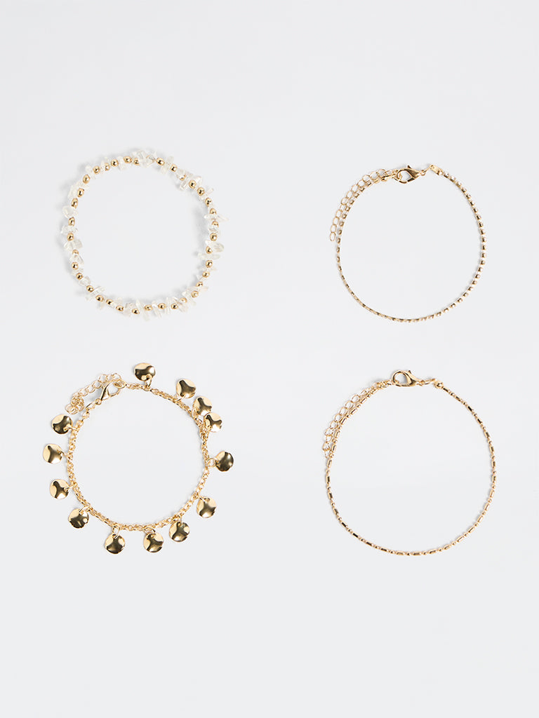 Westside Accessories Gold Multi-Design Bracelets - Pack of 4