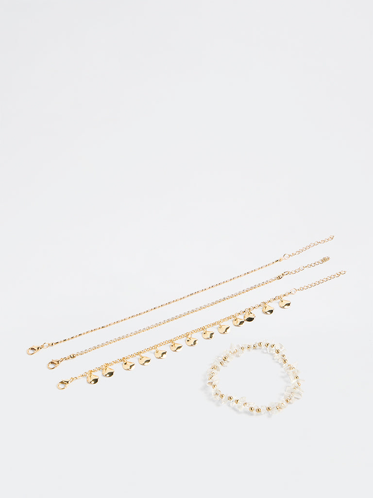 Westside Accessories Gold Multi-Design Bracelets - Pack of 4
