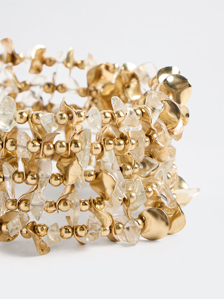 Westside Accessories Gold Beaded Statement Coil Bracelet