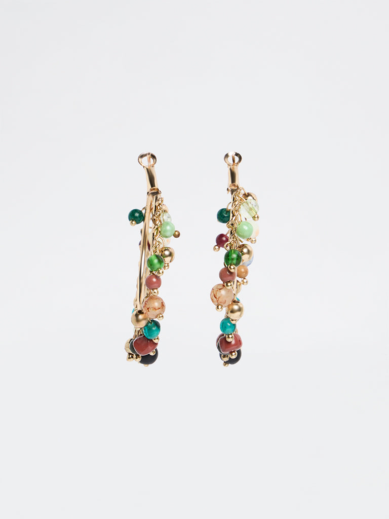 Westside Accessories Gold Beaded Hoop Earrings
