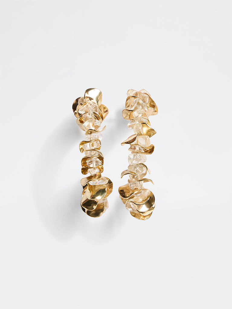 Westside Accessories Gold Embellished Statement Hoop Earrings