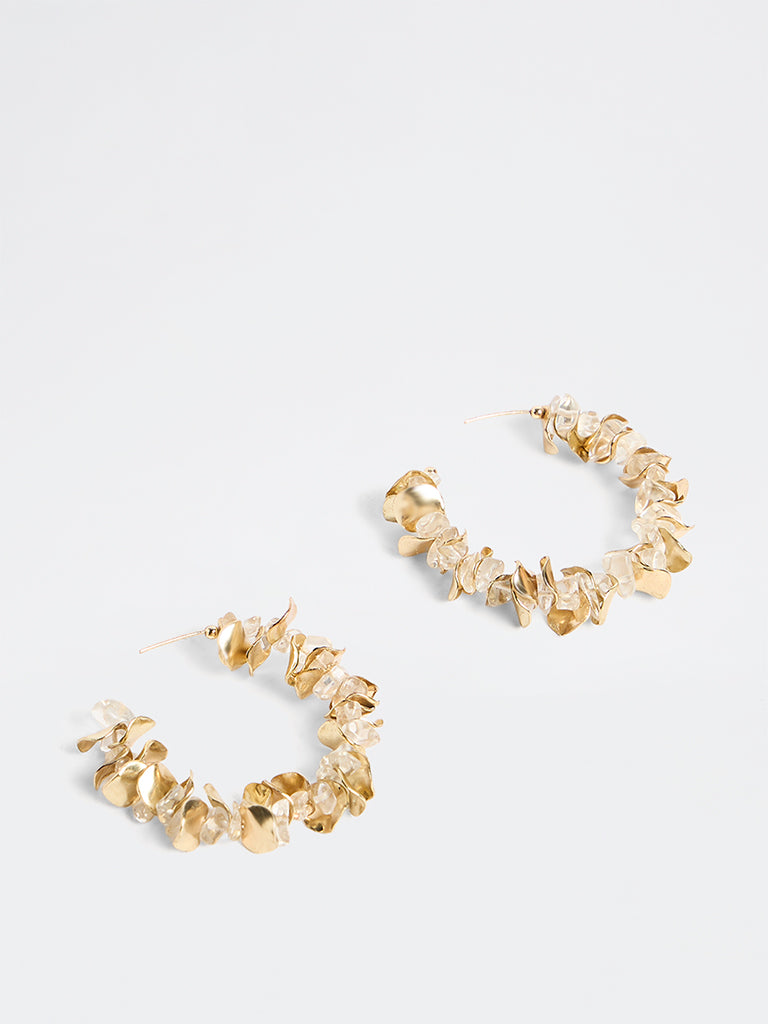 Westside Accessories Gold Embellished Statement Hoop Earrings