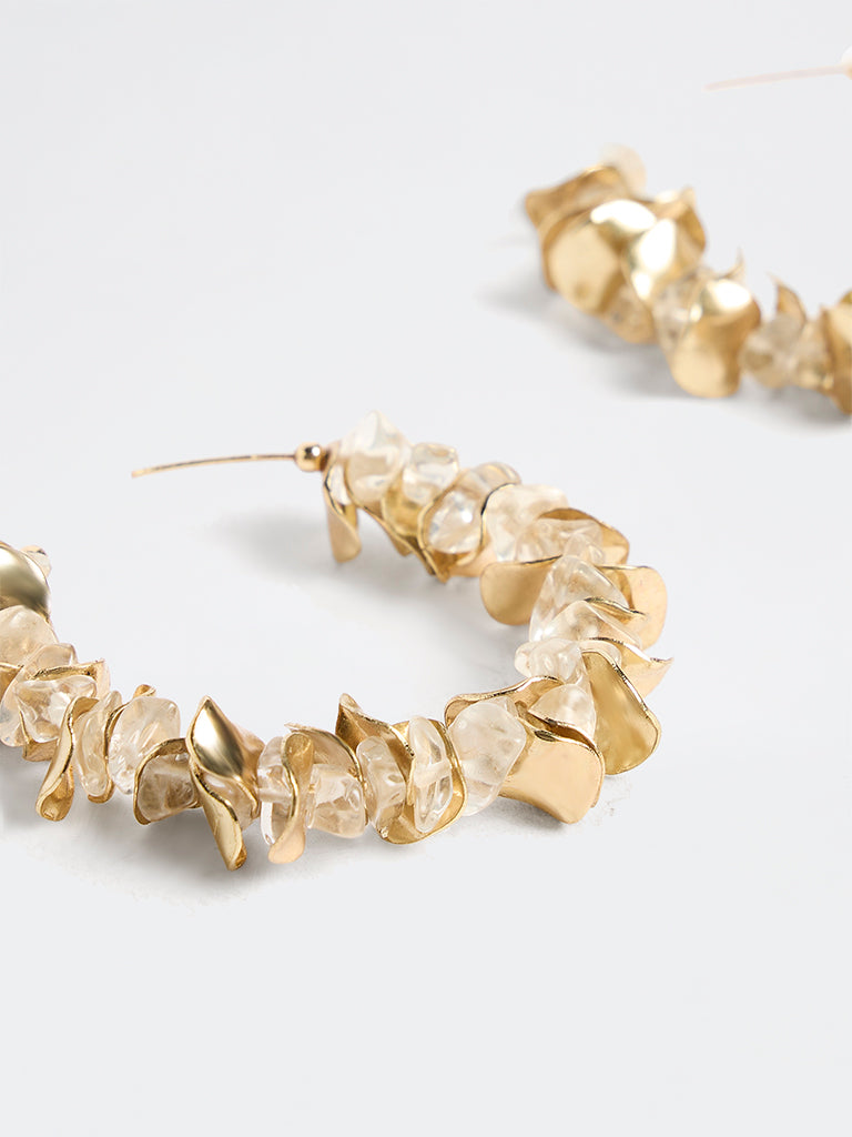 Westside Accessories Gold Embellished Statement Hoop Earrings