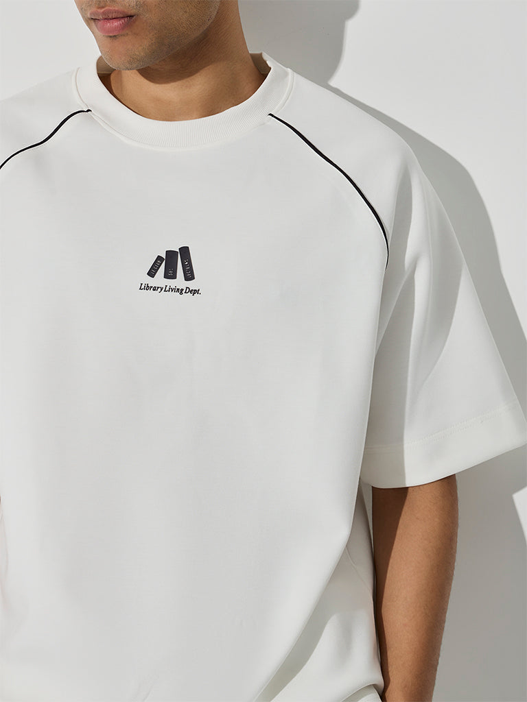 Nuoflexx Off-White Piping-Detail Relaxed-Fit T-Shirt