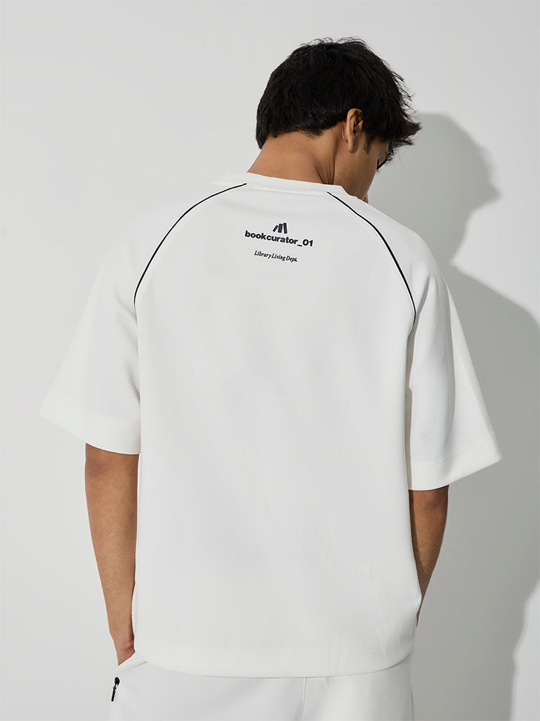 Nuoflexx Off-White Piping-Detail Relaxed-Fit T-Shirt