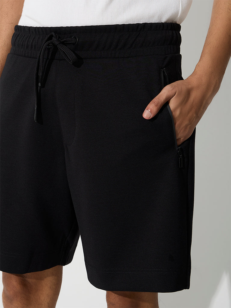 Nuoflexx Black Relaxed-Fit Mid-Rise Shorts