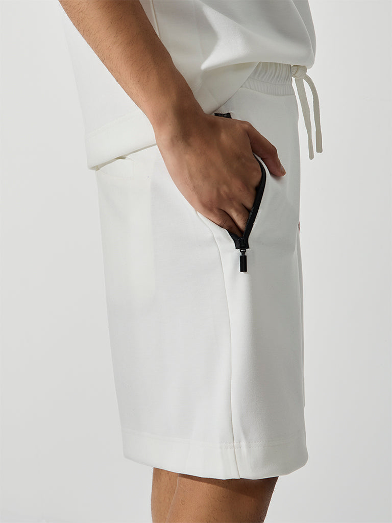Nuoflexx White Relaxed-Fit Mid-Rise Shorts
