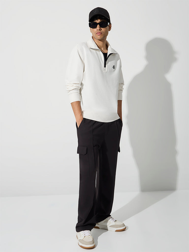Nuoflexx Off-White Logo-Detail Relaxed-Fit Cotton-Blend Sweatshirt