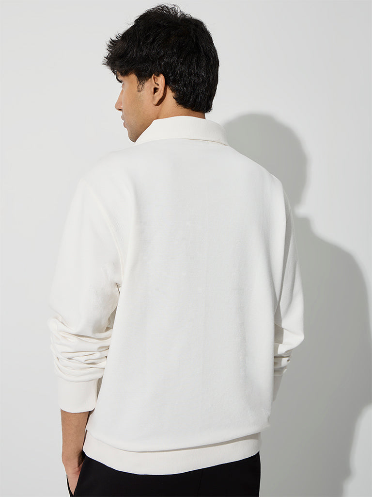 Nuoflexx Off-White Logo-Detail Relaxed-Fit Cotton-Blend Sweatshirt