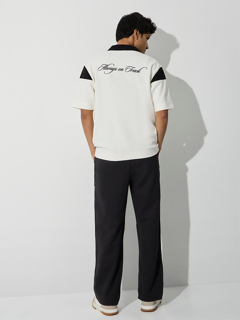 Nuoflexx Black Relaxed-Fit Mid-Rise Track Pants