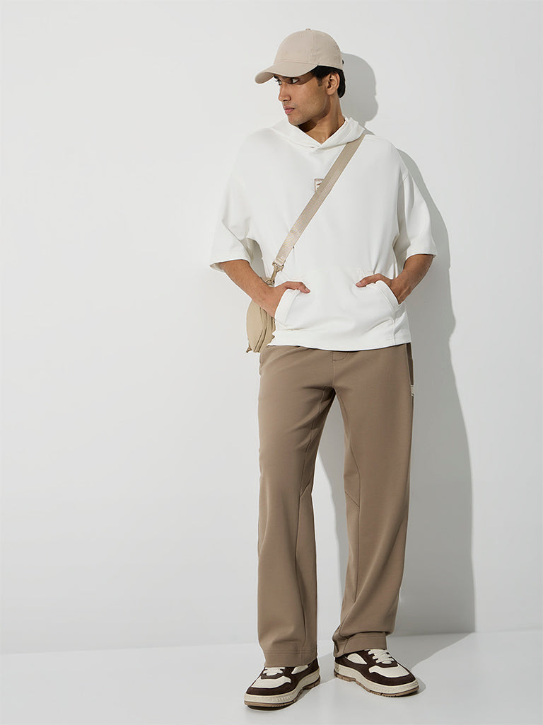 Nuoflexx Taupe Relaxed-Fit Mid-Rise Track Pants