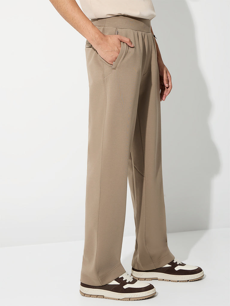 Nuoflexx Taupe Relaxed-Fit Mid-Rise Track Pants