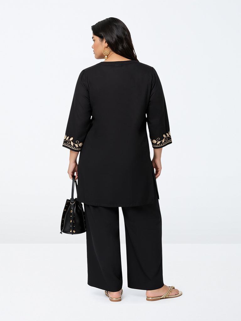 Diza Black Solid Pants