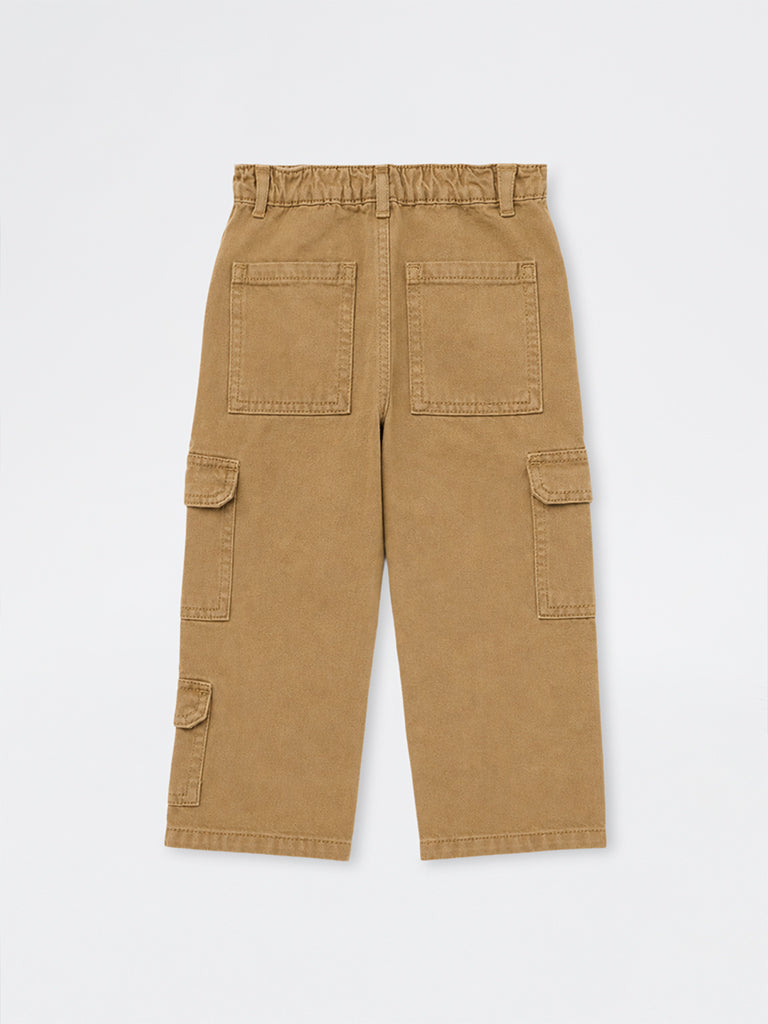 HOP Kids Boys Tan Patch-Detail Cargo Jeans