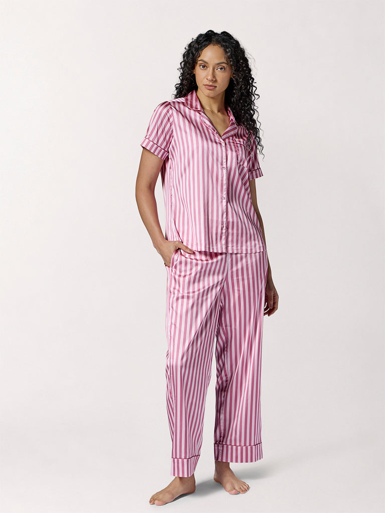 Wunderlove Pink Striped Shirt and Pyjamas Set