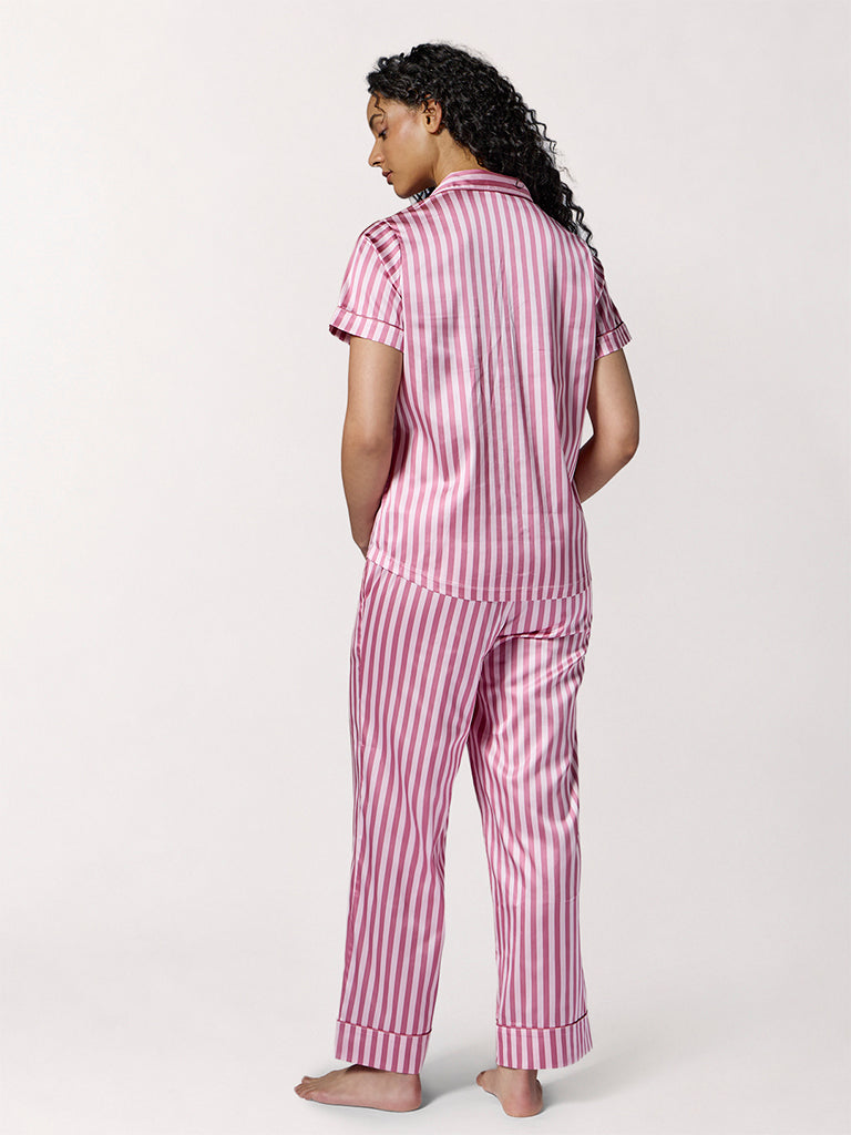 Wunderlove Pink Striped Shirt and Pyjamas Set