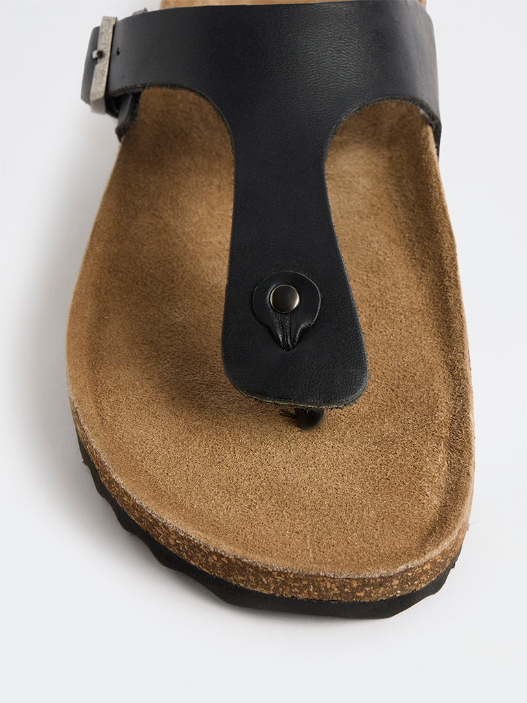 SOLEPLAY Black Thong-Strap Suede Sandals