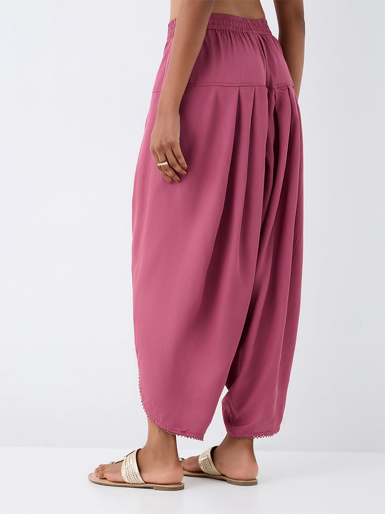 Zuba Pink Solid Dhoti Pants