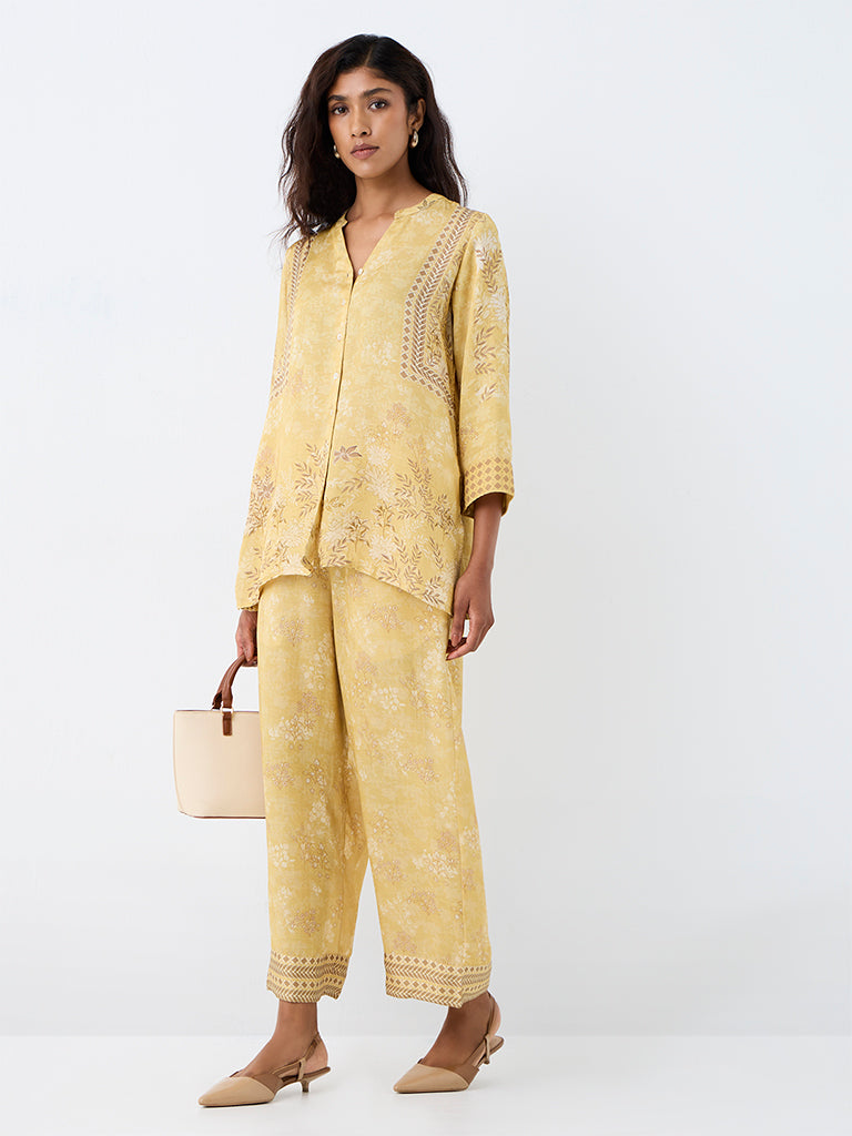 Zuba Yellow Foliage Printed Tunic