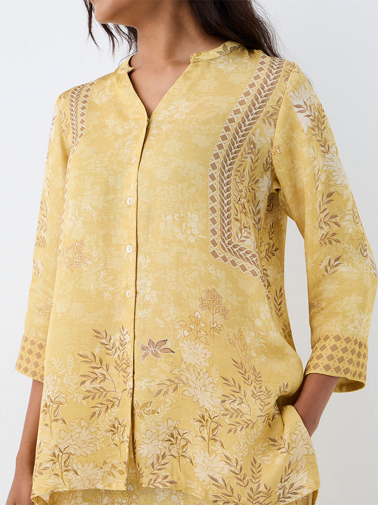 Zuba Yellow Foliage Printed Tunic